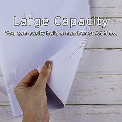 Clear Plastic Wallets A4 Popper Wallets Document File Folders for Paperwork A4 Plastic Envelopes Wallet, Pack of 6