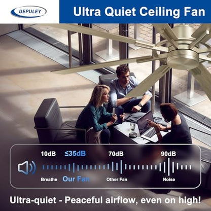 Depuley Ceiling Fan Without Light: 72 Inch Big Outdoor Fan with Remote Control for Patio Porch - Grainy Fan for Indoor - Large Farmhouse Fan Reversible 8 Blade Quiet DC Motor
