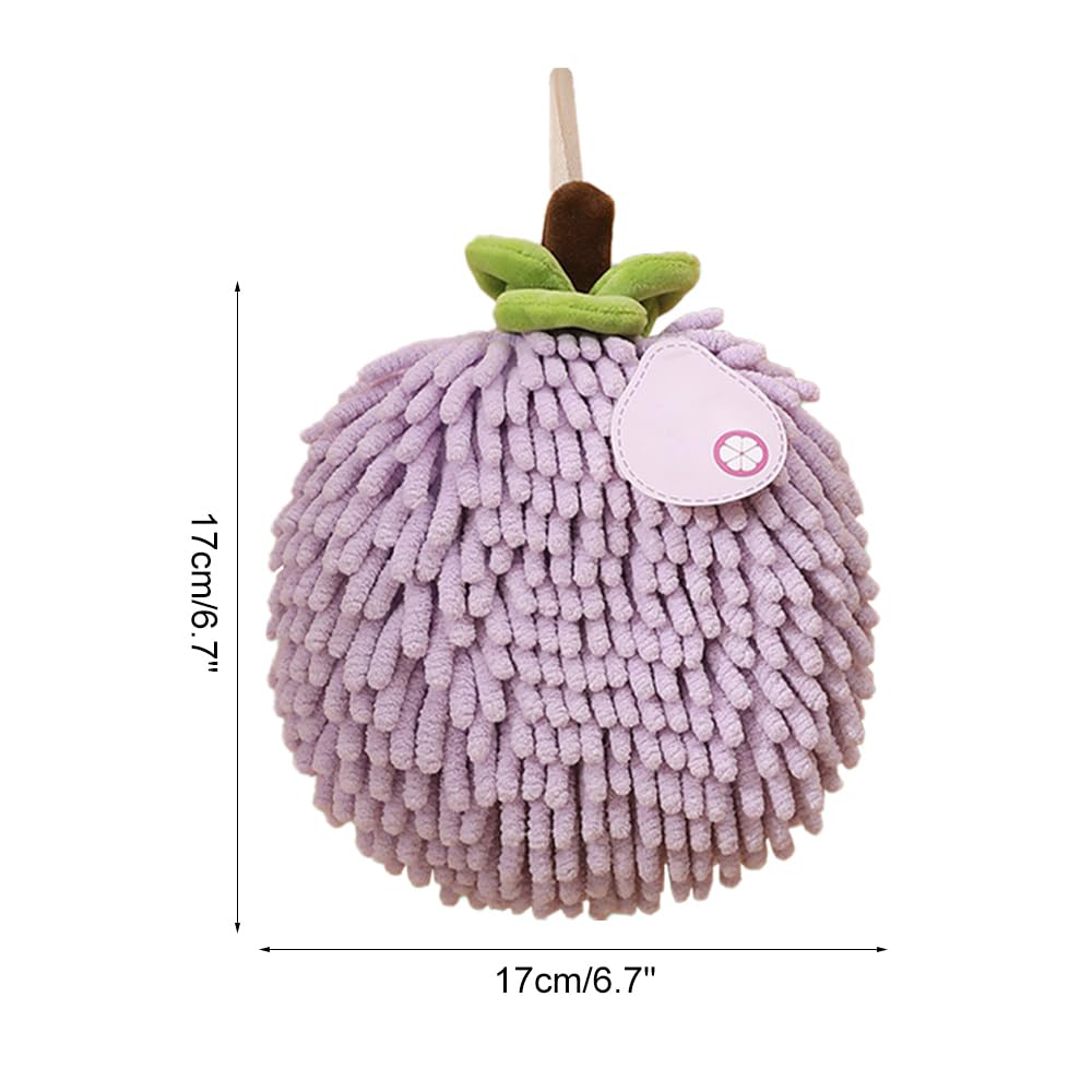 MiOYOOW Hanging Washcloths Ball, 2Pcs Quick-Drying Hand Towel Ball Soft Chenille Handball with Hanging Loops for Bathroom Washstand Kitchen