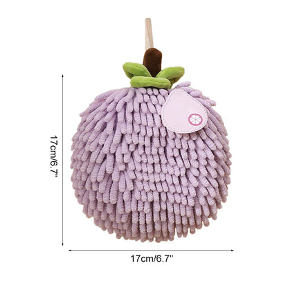 MiOYOOW Hanging Washcloths Ball, 2Pcs Quick-Drying Hand Towel Ball Soft Chenille Handball with Hanging Loops for Bathroom Washstand Kitchen