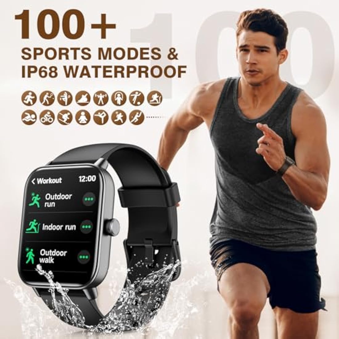 Smart Watch for Men Answer/Make call & Alexa Built-in, 1.8" Fitness Watch Women with 100+ Sport Modes & IP68 Waterproof, Fitness Tracker with Heart Rate Sleep Monitor, Step Counter for iOS Android