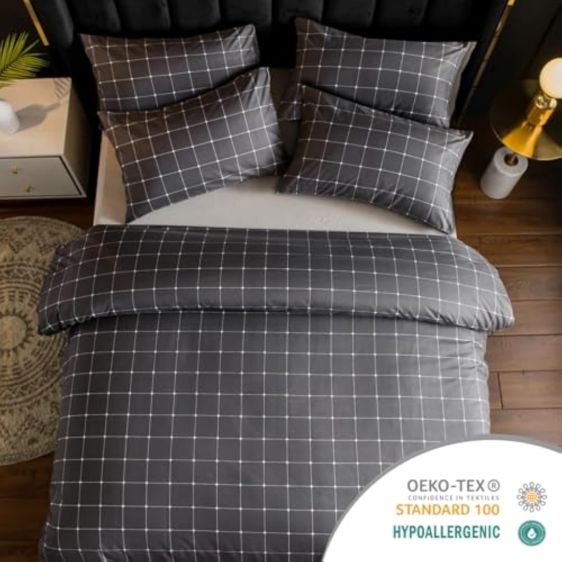 Lazzaro Double Duvet Set - Premium Microfiber Reversible Double Duvet Cover (200 x 200 cm) 3 PCs - Ultrasoft Hypoallergenic Luxury Quilt Cover Bedding Sets with Zipper Closure