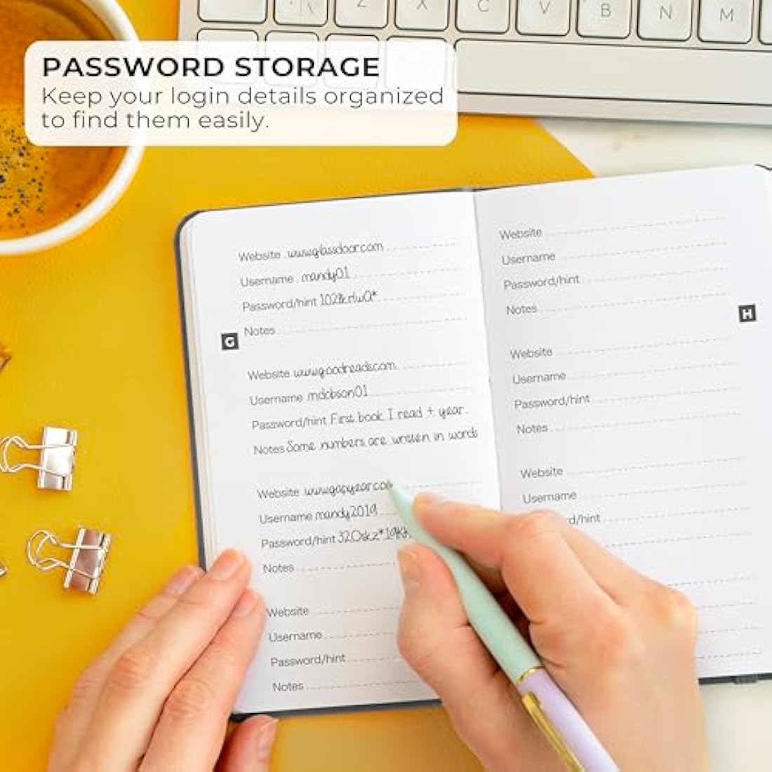 Clever Fox Password Book Pocket – Small Internet Address & Password Journal Organizer – Computer & Website Log-In Keeper Notebook (Mystic Gray)