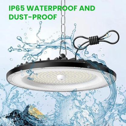 6 Pack 100W UFO LED High Bay Light 15000LM, 6000K Super Bright Workshop Lighting, IP65 Waterproof LED Garage Industrial Lights, Commercial Bay Lighting for Workshop, Warehouse, Garage, Factory