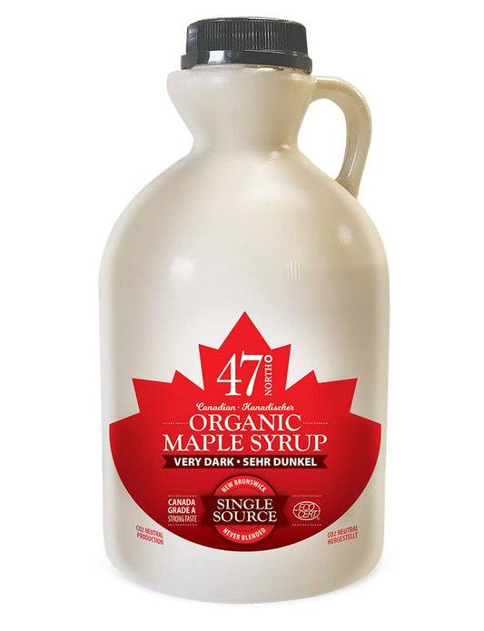 47? North Single Source Organic Maple Sryup Grade A Very Dark 1000ml Strong in taste, perfect for baking, barbeque & coffee!