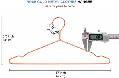 Amber Home 20pcs Shiny Metal Coat Hangers, Iron Shirt Hangers, Copper