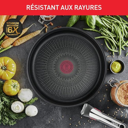 Tefal Ingenio Unlimited ON 13 Piece Non-Stick Induction Pan Set, 22&28 cm Frying Pans, 16&20 cm Saucepans, 24 cm Sautepan, 26 cm Wok Pan, 16&20&24 cm Glass Lids, 16&20 cm Lids, 2 Handles, L3959243