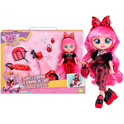 Cry Babies BFF by Lady Playset Dolls Bambola BFF Lady Ha Il SUO Scooter, 10 Accessories, Giocattolo Bambine and Bambini +3 Anni