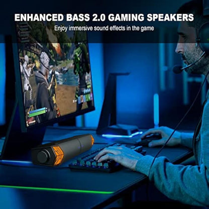 Smalody PC Speaker, 2 in 1 Detachable Computer Speaker Stereo Bluetooth Speakers Dynamic Cool RGB LED Design Compatible with Desktop/Laptop/Smartphone/Projector