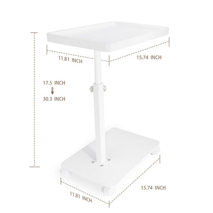 C Table End Table Adjustable Height 360° Swivel TV Tray Table With Wheels