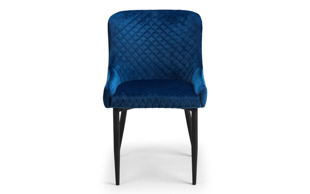 Julian Bowen Luxe Dining Chairs, Set of 2, Blue - H82 x W50 x D62cm