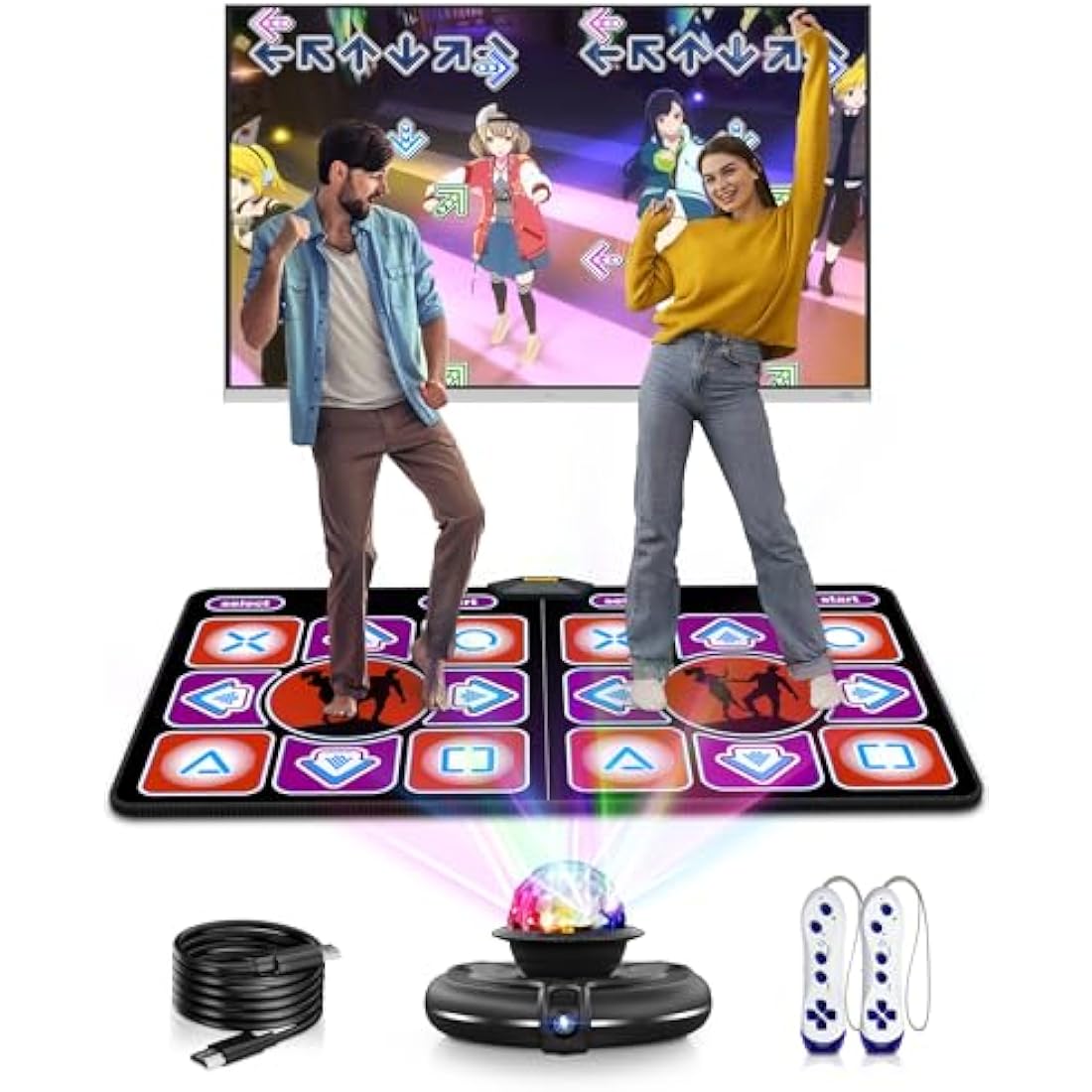 Acelufly Dance Mat, Electronic Dance Mat for TV with Camera, Double Dance Mats with Wireless Controller, Non-Slip Dance Game Fitness Pad for Kids Adults, Gift for Girls Boys (Black)
