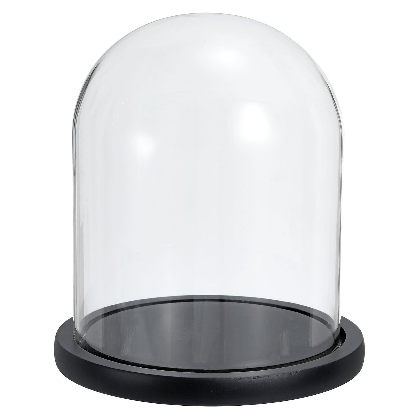 PATIKIL 7.3"x5.9" Clear Cloche Glass Dome, Glass Bell Jar Display Case Tabletop Centerpiece with Black Wooden Base for Christmas Home Decor