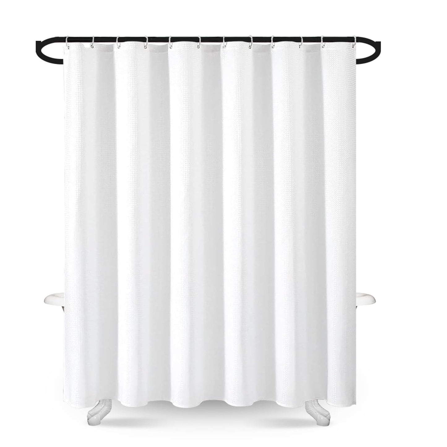 goodbath White Waffle Shower Curtain for Bathroom Bathtub Decor, 180x180cm