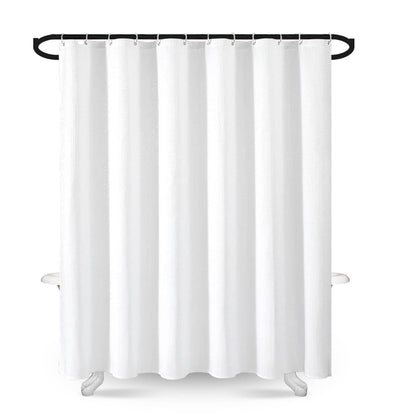 goodbath White Waffle Shower Curtain for Bathroom Bathtub Decor, 180x180cm