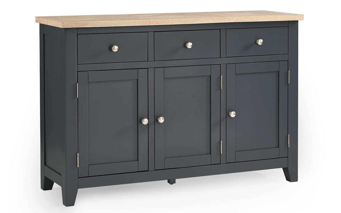 Julian Bowen Bordeaux Sideboard, Dark Grey & Oak - H86 x W128 x D40cm