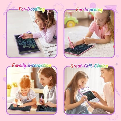 TECJOE 2 Pack LCD Writing Tablet, 10 Inch Colorful Doodle Board for Kids, Electronic Drawing Tablet Drawing Pads,Kids Travel Games Activity for Learning,Gifts for 3–6-Year-Old(Pink and Violet)