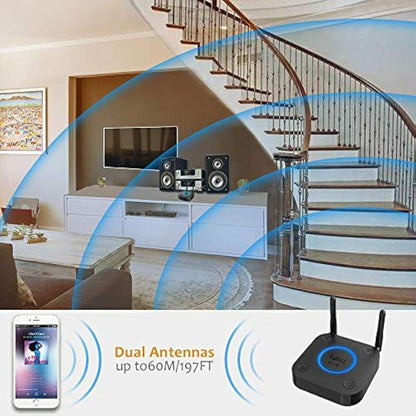 1Mii Long Range Bluetooth 5.1 Receiver with Volume Control, aptX HD Wireless Audio Receiver for HiFi, aptX Low Latency for Old Amp (RCA Digital Optical TOSLINK Coaxial)-B06 Pro