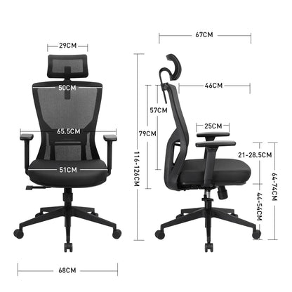 SpecStandard 855-3 Space Suspension Cabin Office Chair with Adjustable Tilt Tension, Breathable Mesh Back - Black,69㎝W×66㎝D×117-126㎝H