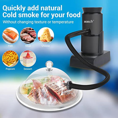 BORUiT Smoking Gun Food Smoker Portable Wood Smoke Infuser with Wood Chips, Food Kitchen Smoker for Sous Vide Meat Salmon Cocktails Cheese BBQ Grill, Great for Foodie Gifts