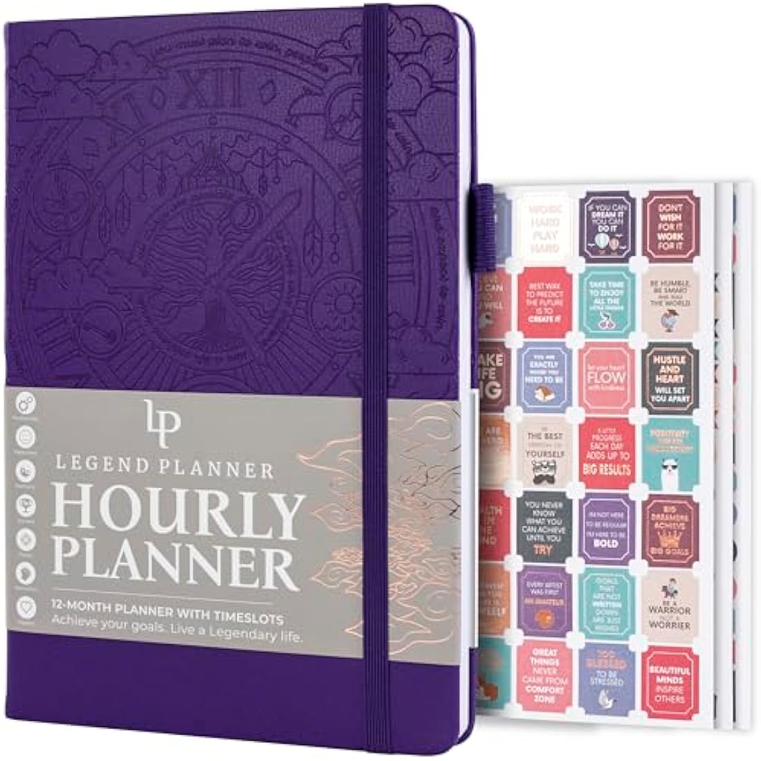 Legend Planner Hourly Schedule – Weekly & Daily Organizer with Time Slots. Appointment Book Journal for Work, Undated, A5 (Purple)