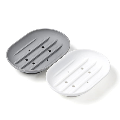 Lansonee 2PCS Silicone Soap Dish, Anti-Slip & Self-Draining Soap Holder, Flexible & Portable Shower Box, Soft & Durable for Kitchen