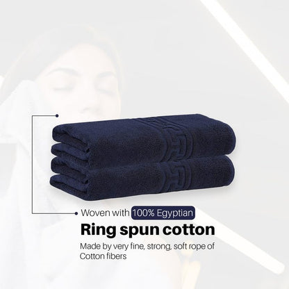 DTEX HOMES 8 Piece Towel Set 100% Egyptian Cotton 500 GSM, 2 Bath Towels, 2 Hand Towels, 4 Washcloths - Navy Blue
