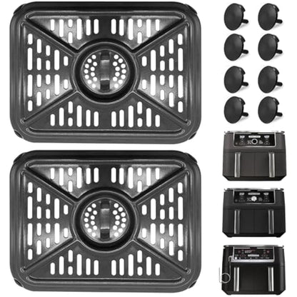 GWYXC Air Fryer Grill Pan for Ninja Foodi AF400UK 9.5L 6 in 1 AF500UK 10.4L 7 in 1 DualZone 2 Drawers Air Fryer, Replacement Air Fryer Crisper Plate Grill Plate Tray Accessories, Dishwasher Safe