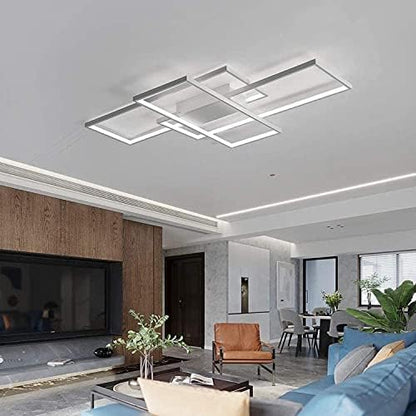 ASDMD LED Ceiling Light, 65W Modern Dimmable Ceiling Lighting, Square Ceiling Lamp with Remote Control for Living Room Dining Room Bedroom, 2700-6500K Close to Ceiling Light Fixture (White, 105CM)