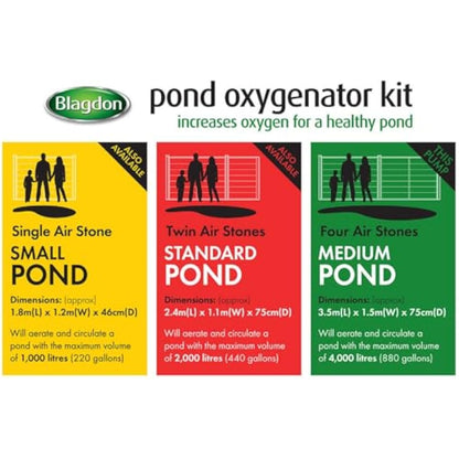 Blagdon Pond Water Oxygenator Kit, 4 Outlet Aeration Air Pump for Medium Ponds up to 4000 litres,Black