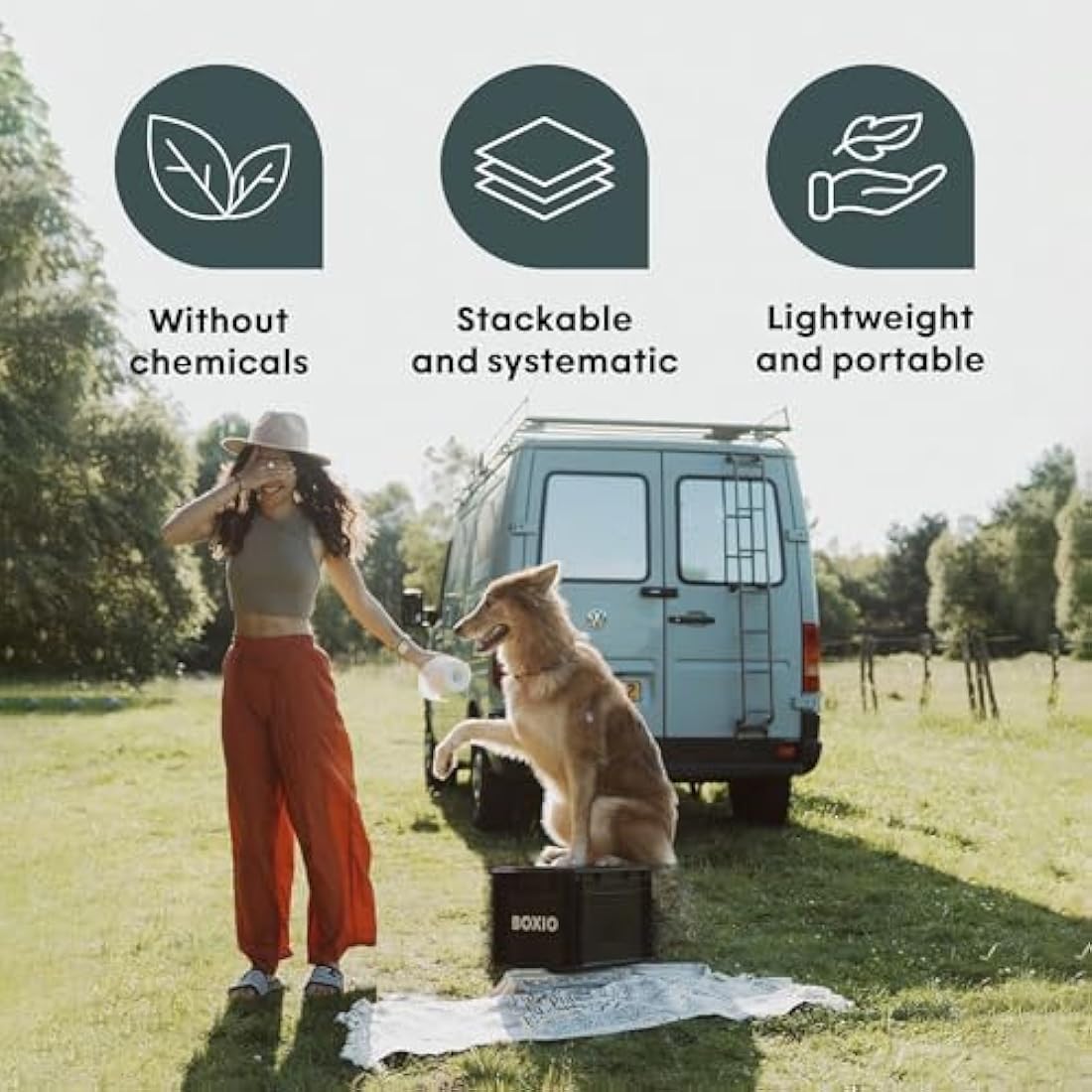 BOXIO Portable Toilet - Convenient Camping Toilet! Compact, Safe, and Personal Composting Toilet with Convenient Disposal for Camping, RVing, Boating, Road Trips and Other Recreational Activities