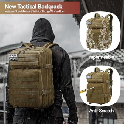 Delgeo 45L Military Tactical Backpacks Molle Army Assault Pack 3 Day Bug Out Bag Hiking Treeking Camouflage Hunting Rucksack