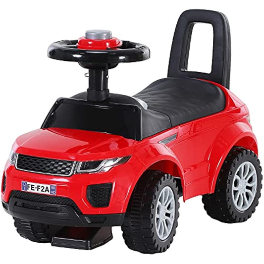 HOMCOM 3-in-1 Ride On Car Foot To Floor Slider Toddler w/Horn Steering Wheel NO POWER Manual Under Seat Storage Safe Design for 1-3 Year Old Red