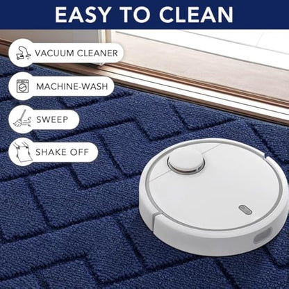 Biscpro Door Mat 60x90 cm, Indoor DoorMat Washable, Doormat Indoor Dirt Trapper Non-slip, Absorbent Inside Entrance Rug Floor Mat for Entryway, Patio, Garden, laundry Room,Pets and Dogs - Blue
