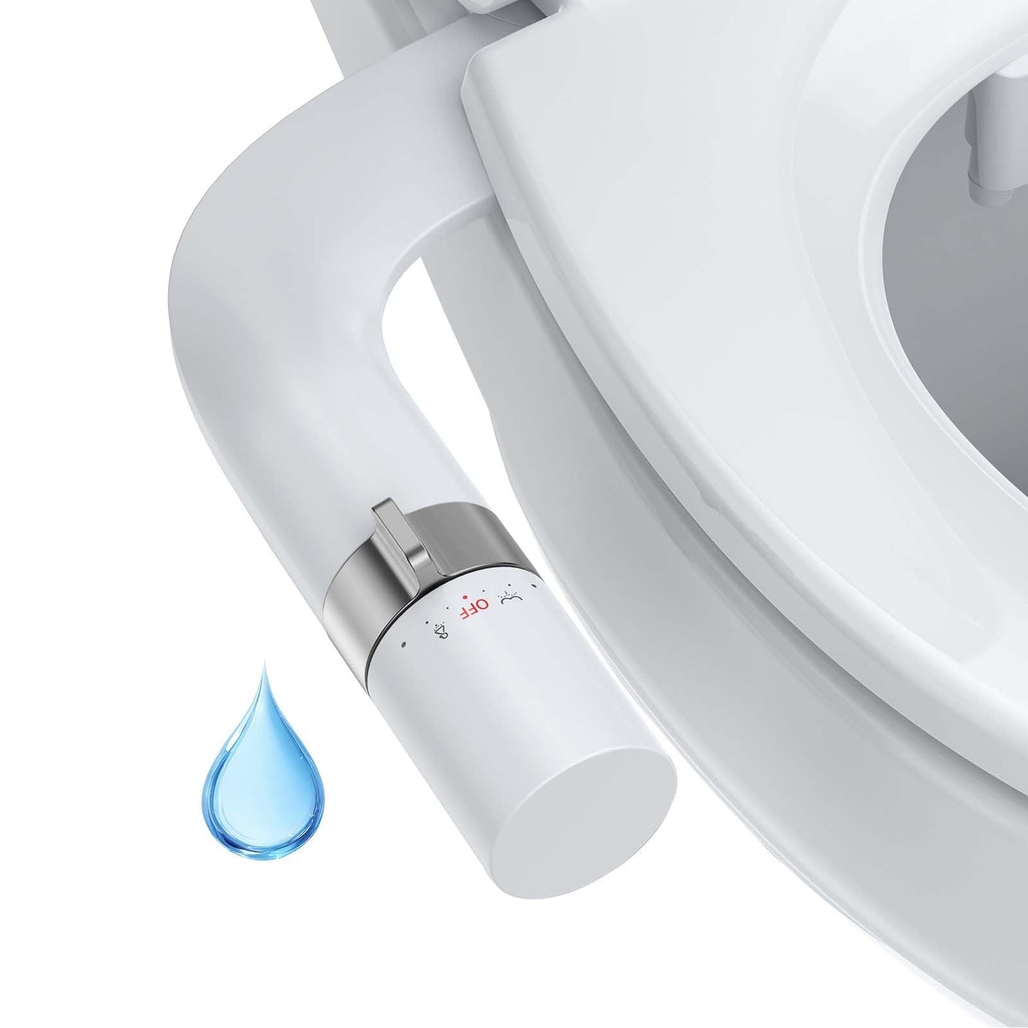 Ultra-Slim Cold Water Bidet, Non-Electric Bidet Attachment for Toilet UK with Self-Cleaning Dual Nozzles (Frontal & Rear Wash), Adjustable Water