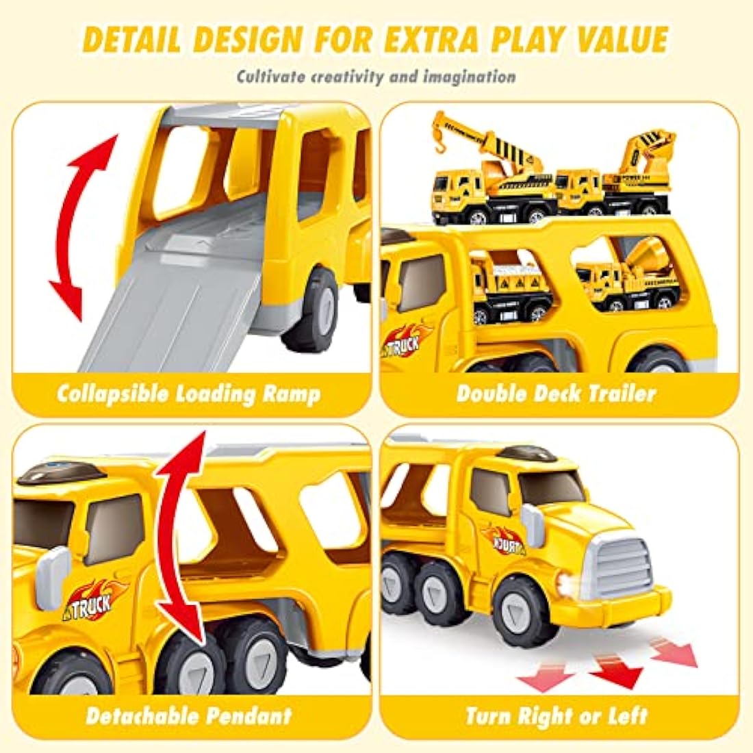 EUTOYZ Toys for 2 3 Year Old Boy, Toy Cars Construction Toy for 2-6 Year Old Boy Toy Age 1-6 Digger Truck Toy Birthday Easter Gifts for 1-6 Year Olds Boy Car Toys Age 1-6 Year Old Toddlers Cars