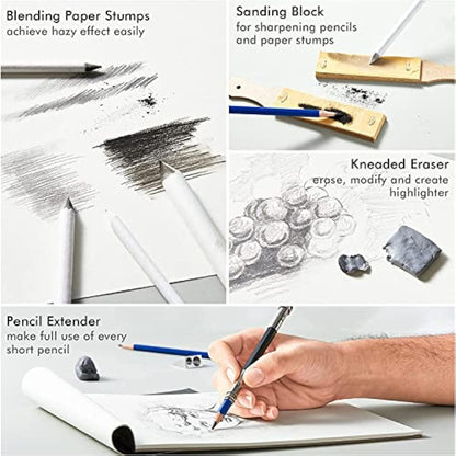 Shuttle Art 103 Pack Sketching and Drawing Set, Sketch Books, Graphite and Colouring Pencils in Sturdy Zipper Case, Art Supplies for Artists, Beginners, Adults