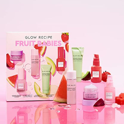 Glow Recipe - Fruit Babies s Kit Mini Travel Size Beauty Essentials Avocado Foam Cleanser, Niacinamide Dew Drops Serum, Pore-Tight Toner, Salicylic Hyaluronic Acid Cream (5 Count), 0.65 pounds