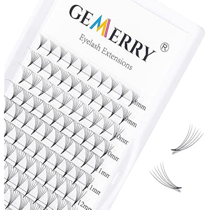 Pre Made Fan Eyelash Extensions 6D Fans 0.07mm D Curl 8-14mm Mix 6D Cluster Eyelash Extension Premade Fans Volume Russian Individual Lashes Cluster Gemerry Fan Lash Extensions(0.07-6D-D curl-Mix)