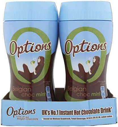 Options Mint Hot Chocolate Drink (Multipack of 6 x 220 g Jars)