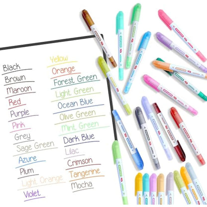 Smart Panda 24 Whiteboard Pens Dual Tip, Thin Erasable Markers, Medium and Fine – Dry Erase Colour Markers for Kids - 24 Set