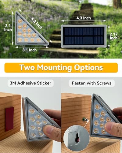Asteria Solar Step Lights Outdoor 8 Pack, Solar Stair Lights IP67 Waterproof, 13 LED Beads for Increased Brightness, Outdoor Stair Lights for Decorative Use on Stairs, Front Porch (Warm White)