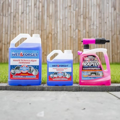 Wet & Forget Rapid Application, Ready-to-Use Mould, Lichen & Algae Remover, Outdoor Patio Cleaner, Black Spot Remover, Bleach Free, 2L