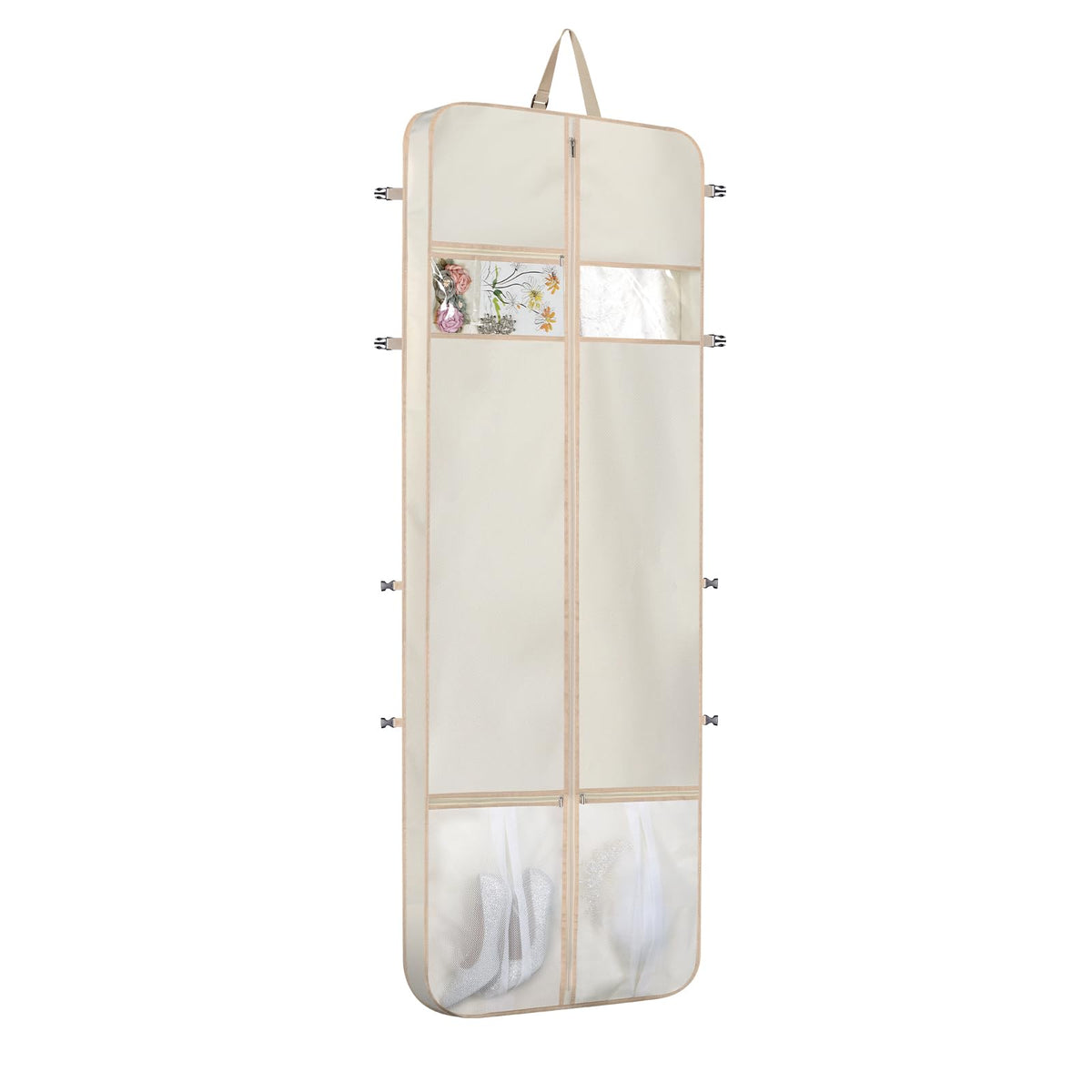 Syeeiex Wedding Dress Bag Long Dress Bag Cover 72 Inch Garment Bag Clothes Cover with 4 Large Pockets and PVC Transparent Window for Wedding and
