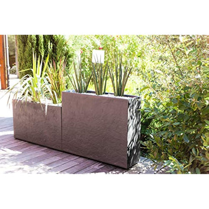 EDA - Wall Loft L Volcania 46 L - Imitation Stone Decor - Double Wall - Water Retention Area - 78.5 x 29.5 x 60 cm - Charcoal Grey