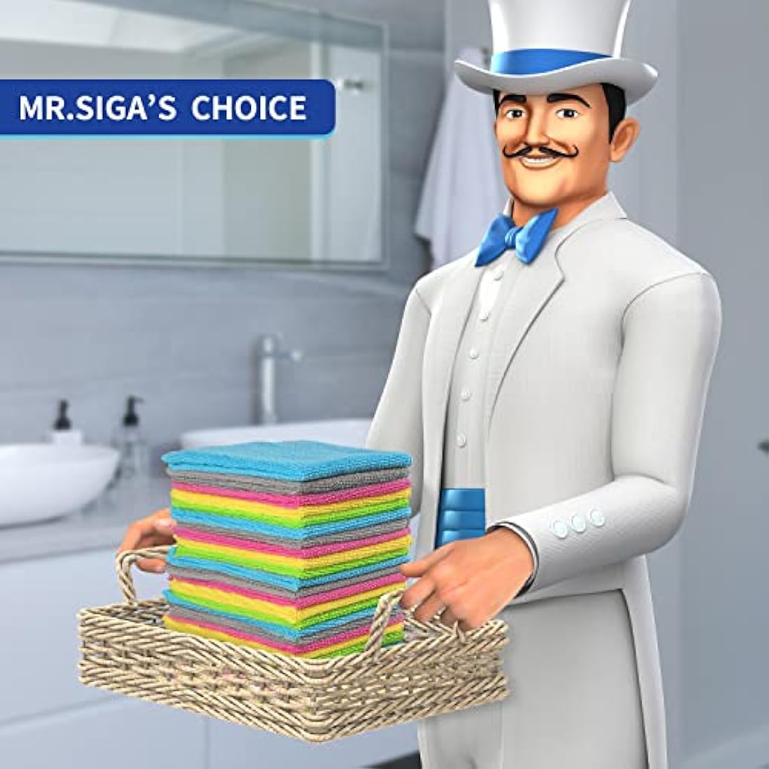 MR.SIGA Microfiber Cleaning Cloth, All-Purpose Cleaning Towels, Pack of 50, Size 11.8 x 11.8 in (30X30CM)