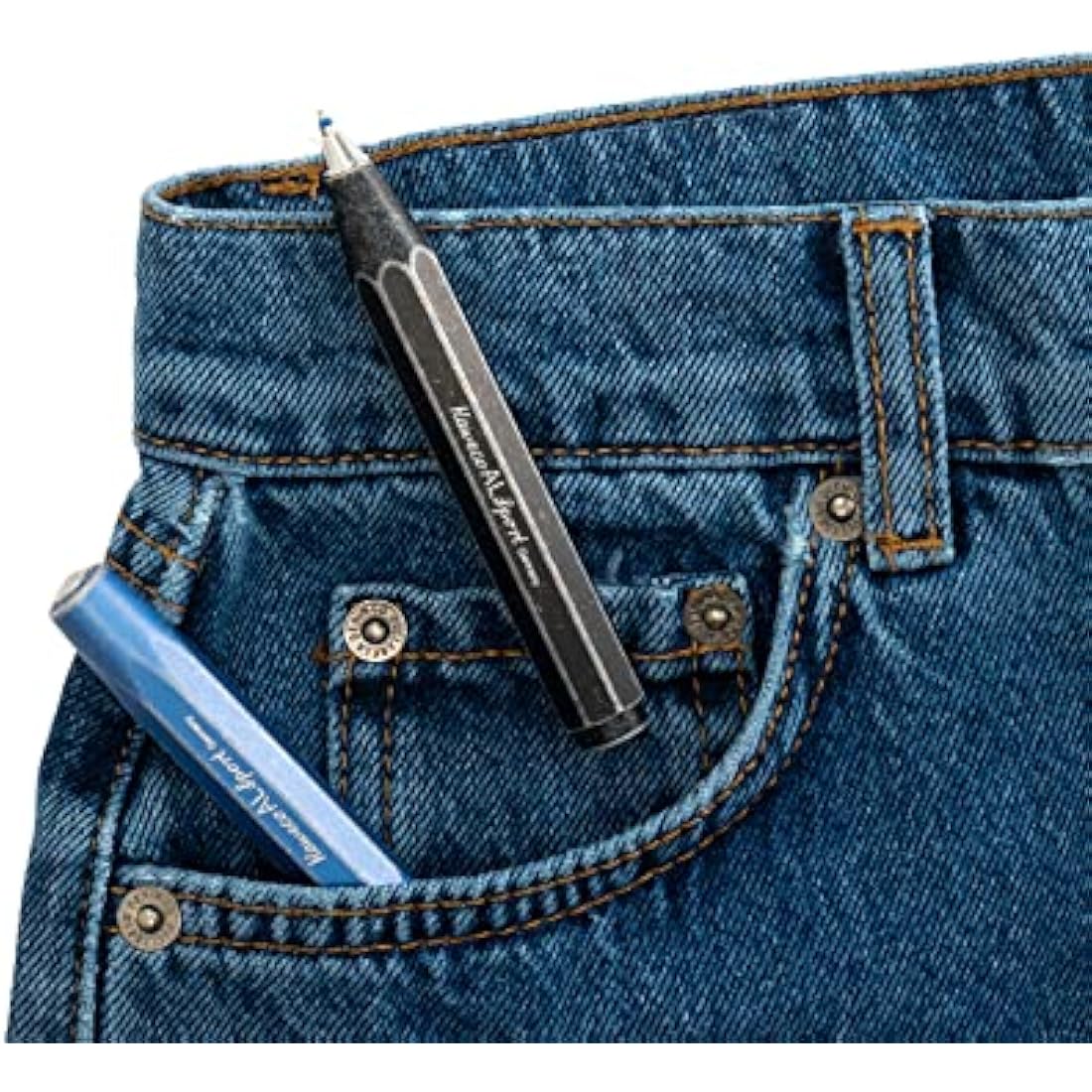 Kaweco AL SPORT Ball Pen Stonewash Blue I Retractable Ballpoint Pen in Classic Design with Standard D1 Refills I Aluminium Ball Pen 10.5 cm