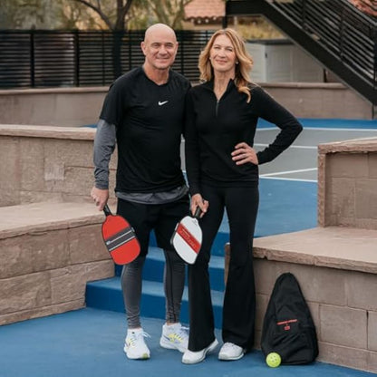 JOOLA Champion 12mm Pickleball Single Paddle or Set - Agassi Shape w/Extended Sweet Spot - Sandblasted Surface Increases Spin & Control - UPA-A Certified - USAP Approved - NFC Chip Enabled