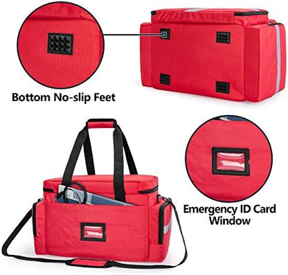 Trunab First Aid Bag Empty, Professional Medical Bag Emergency Responder Trauma Bag with Inner Dividers and Anti-Slip Bottom, Ideal for EMT, EMS, Paramedics