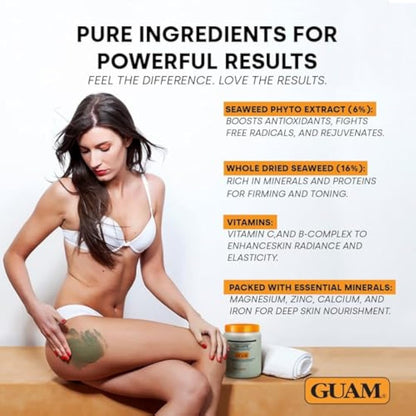 GUAM Seaweed Mud Stubborn & Deeply Rooted Anti Cellulite Treatment - 500g Antioxidant Hot Body Mask Cellulite Remover for Legs & Thighs - Skin Firming Cream to Reduce Imperfections & Boost Circulation